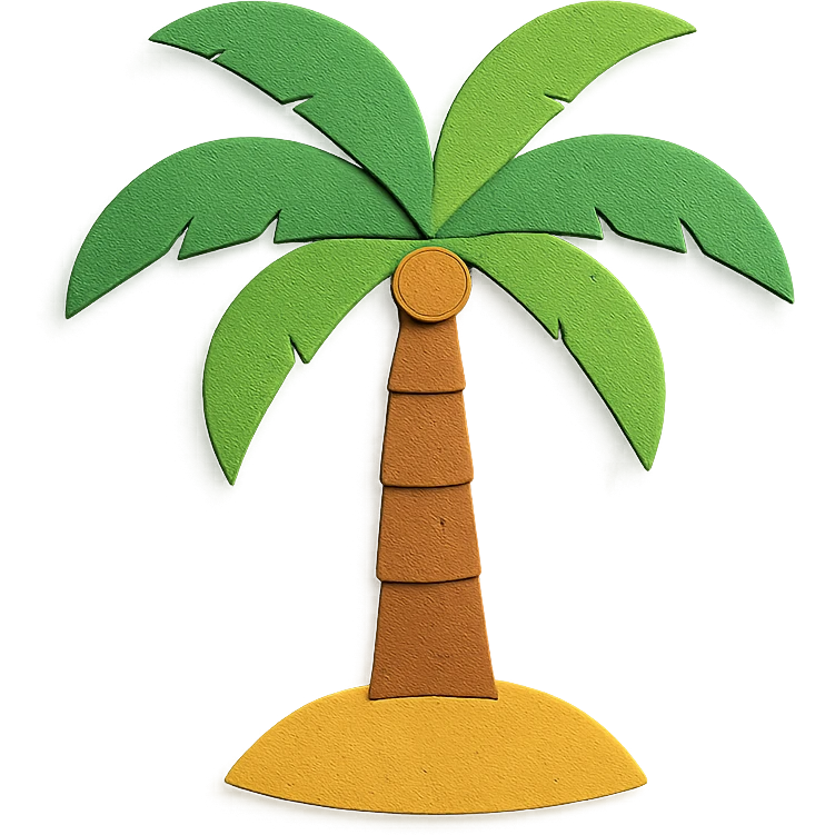 palm tree, bright and playful, paper-craft style emoji