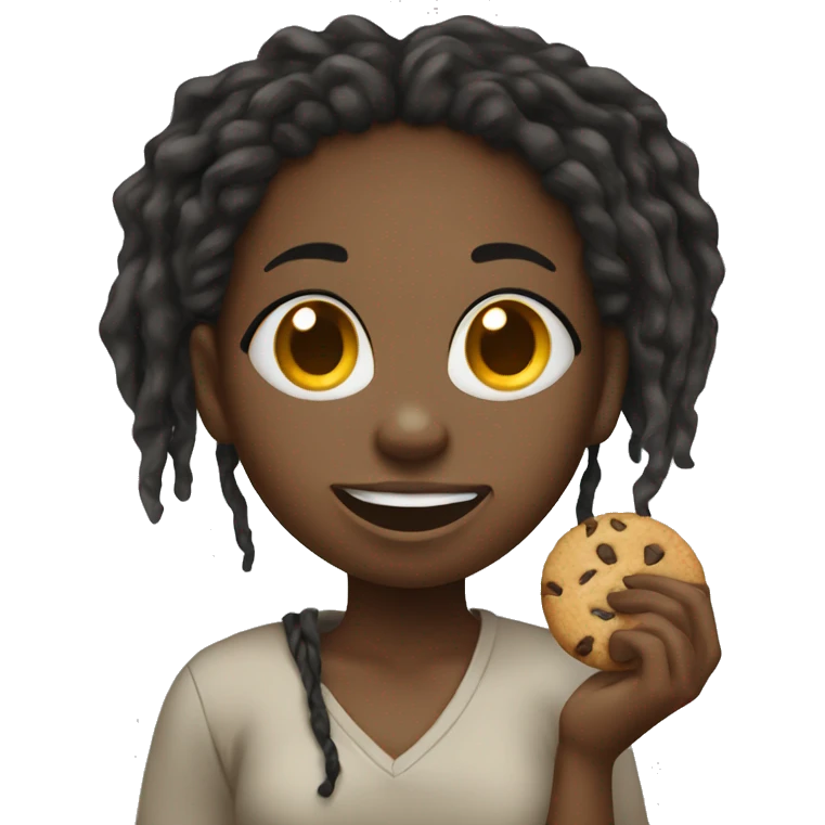 Black girl with dreads eating cookie emoji