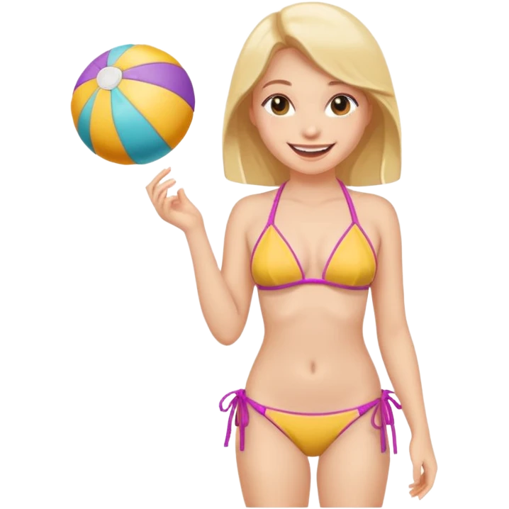 Make a girl showing her nipples  in bikini  emoji