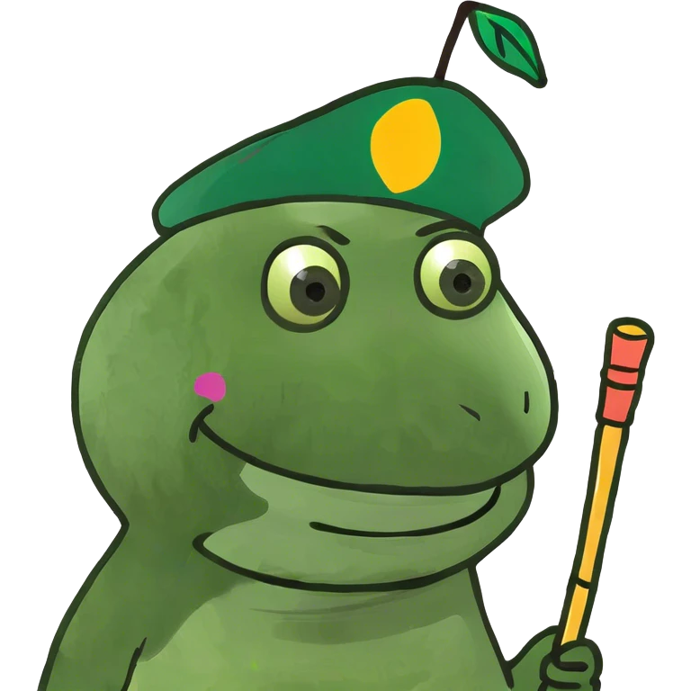 Happy face holding sticks emoji