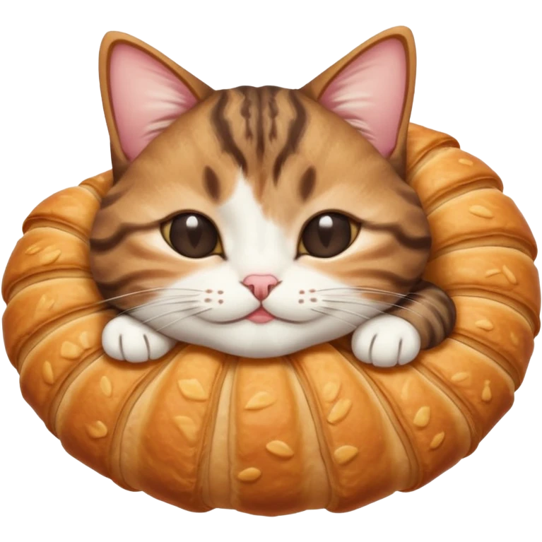 dark brown tabby and white cat in crossaint position upside down with eyes closed emoji