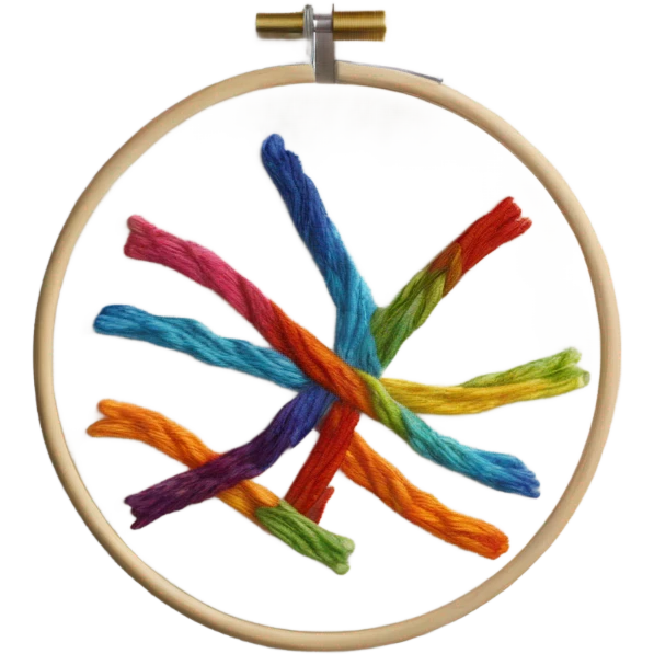 embroidery hoop with embroidery and needle emoji