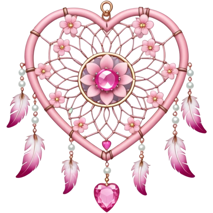 Sakura flower heart Cœur pastel suncatchers gemstones beadspearls crystals dreamcatcher emoji