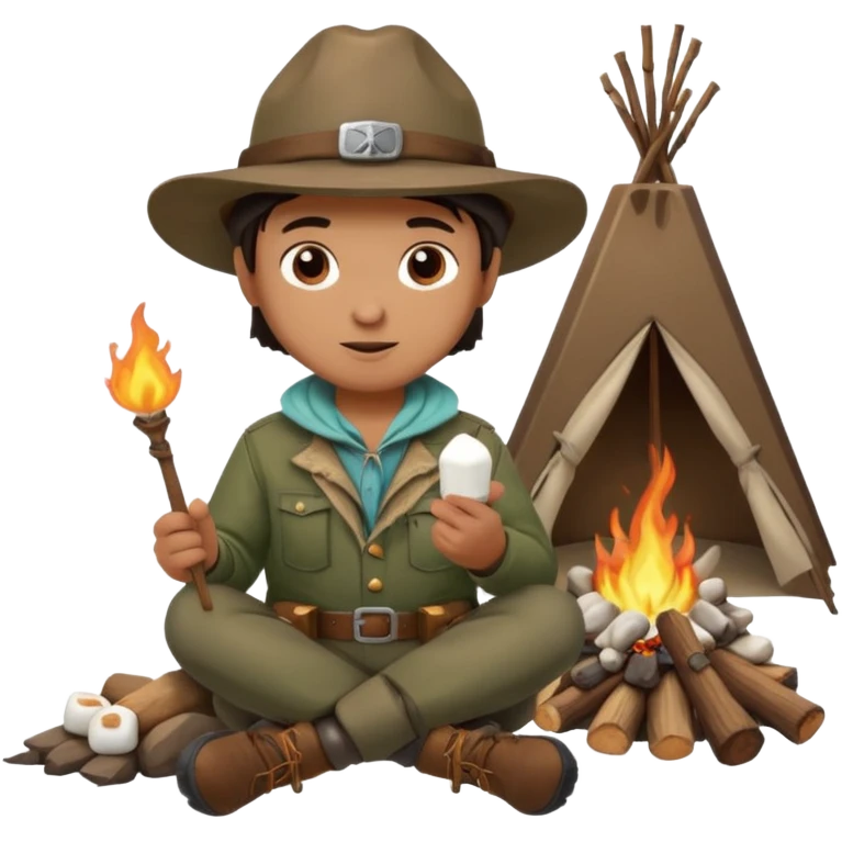 mountain ranger at campfire emoji