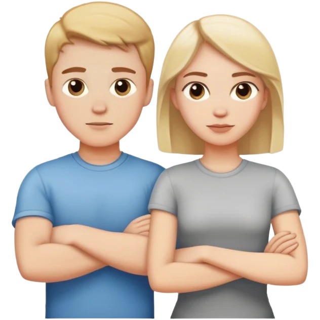A white boy and a white girl crossed their arms emoji