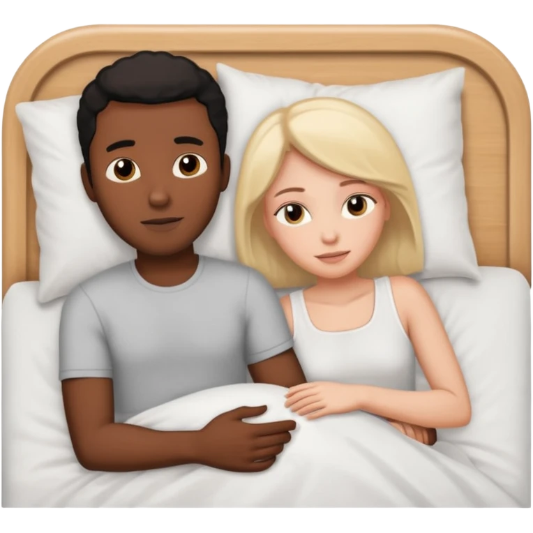 black male white female in bed emoji