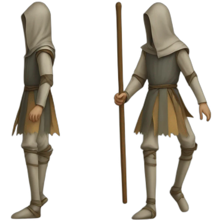 a person walking over stilts on both legs, not using arms, medieval emoji