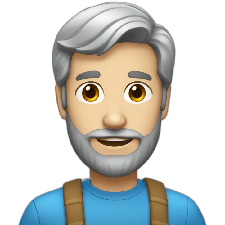 a bearded man wearing a blue mayo emoji