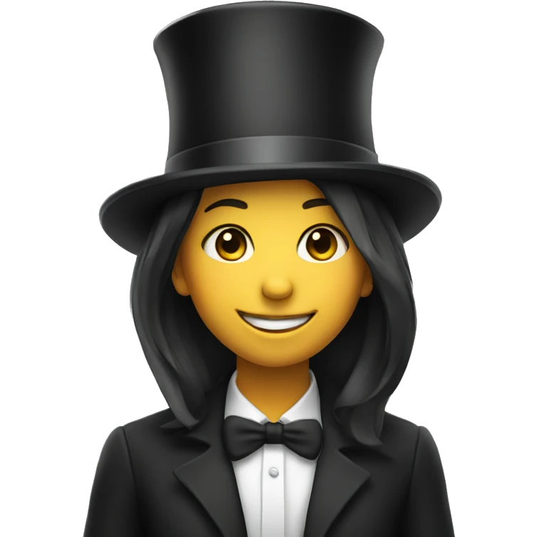 smiling girl in top hat emoji