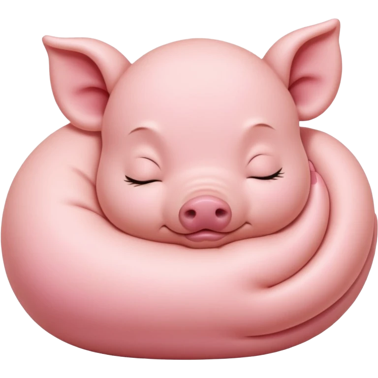 Sleeping Piglet – tiny pink pig curled up, eyes closed emoji