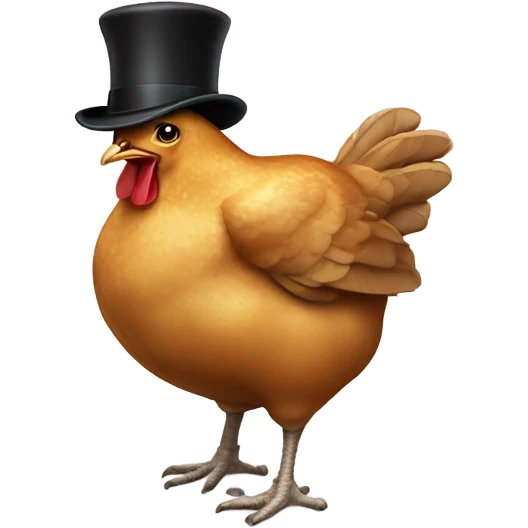Whole roasted chicken no face with bowler hat  emoji