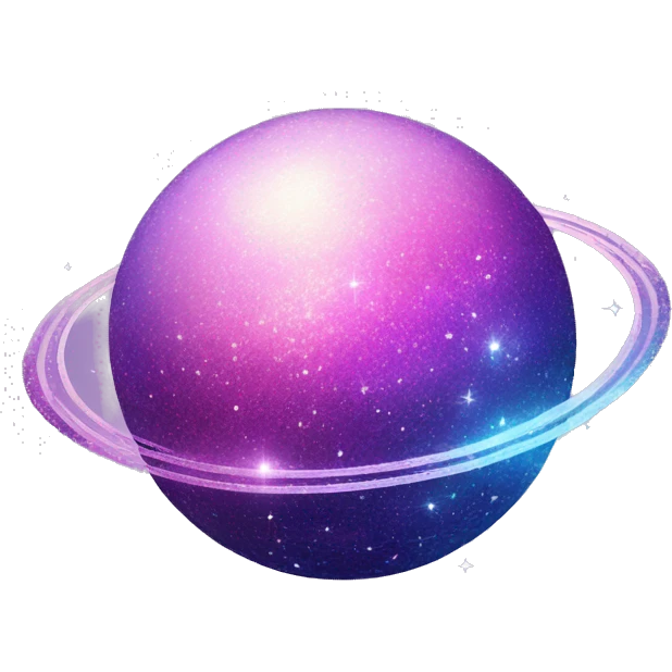 sparkly glittery blue purple and pink glitter planet with white saturn ring emoji