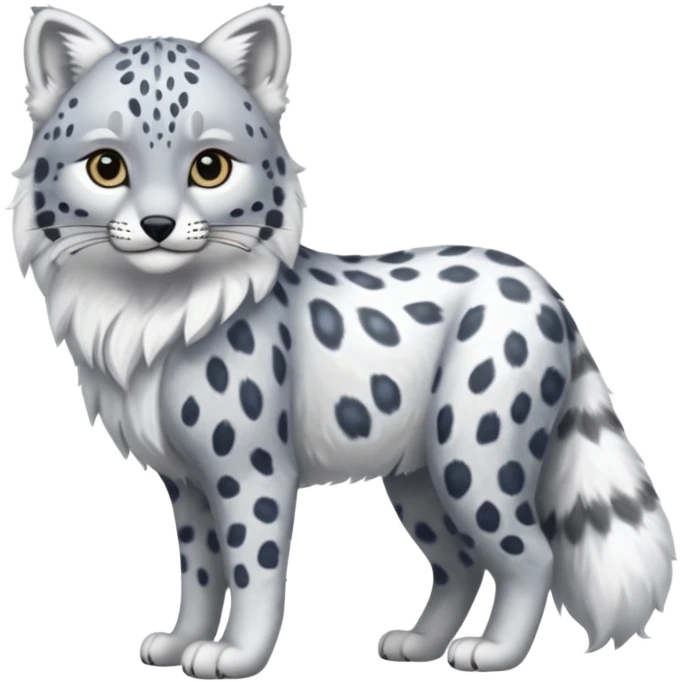 Snow-Leopard-Arctic-Wold-Arctic-Fox-Canadian-Lynx-Fusion-Animal-Hybrid-Creature, full body emoji