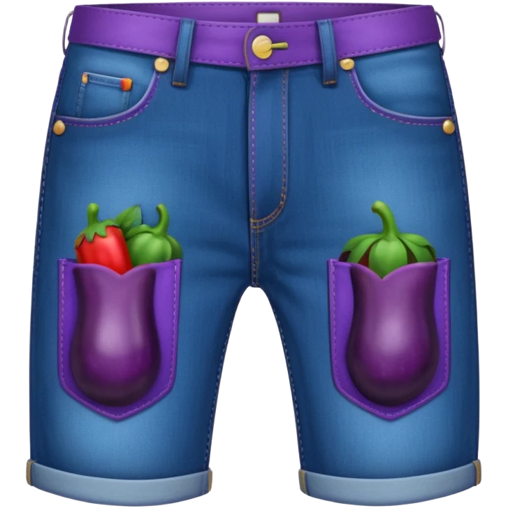 Jeans with eggplant in pocket emoji