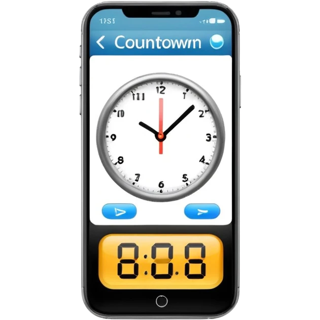 digital countdown timer, smartphone screen display emoji