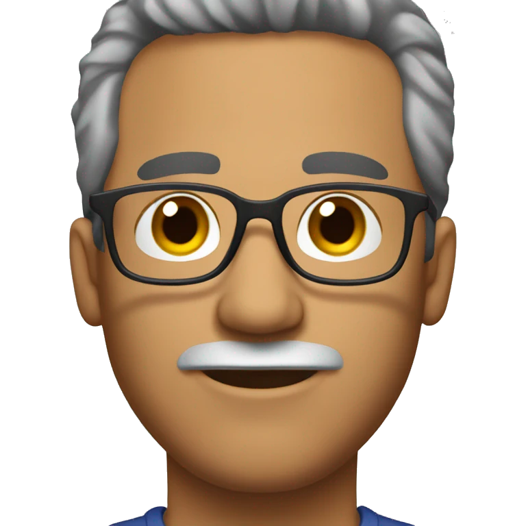 hispanic man with glasses and but chin, dark and gray hair dark brown eyes emoji