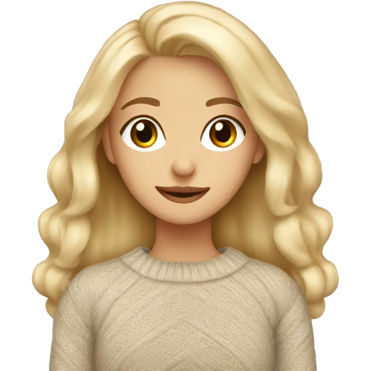 pretty blonde girl with brown eyes wearing a cozy sweater emoji