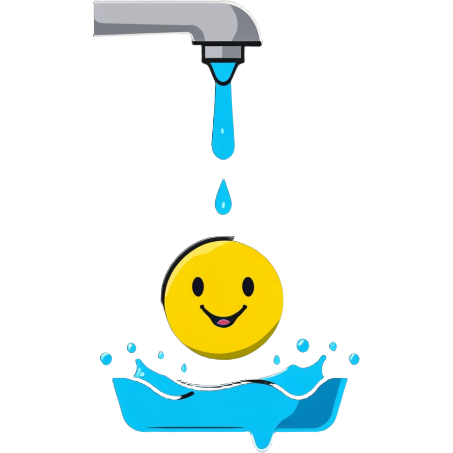 smiley face with water being poured down its throat emoji