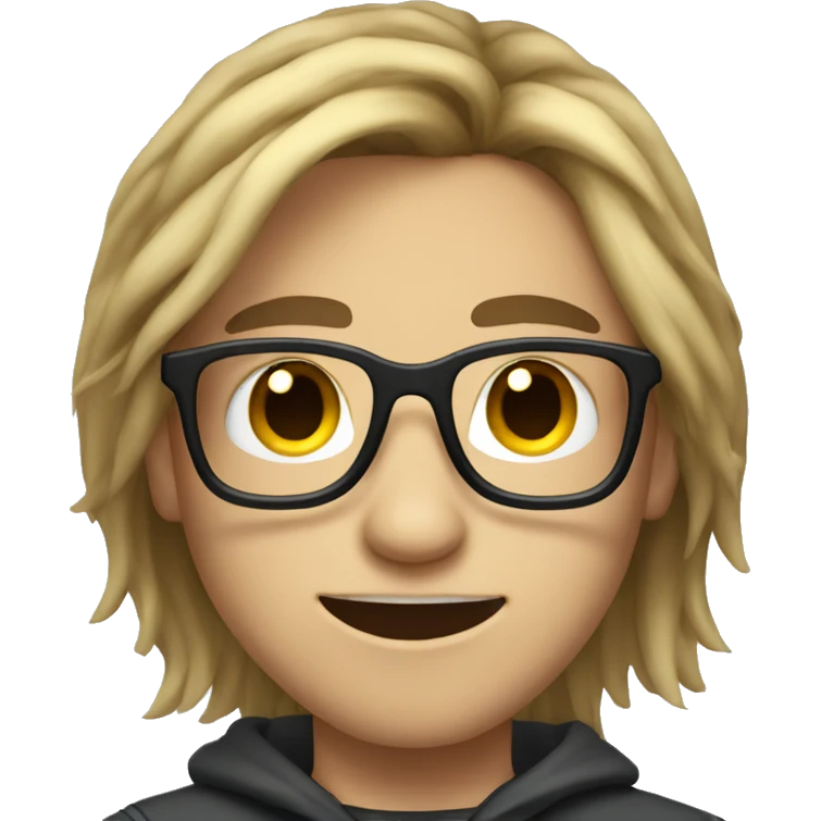 teenage gamer boy with long hair and glasses emoji