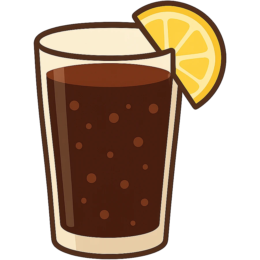 flat toon glass of cola with a wedge of lemon emoji