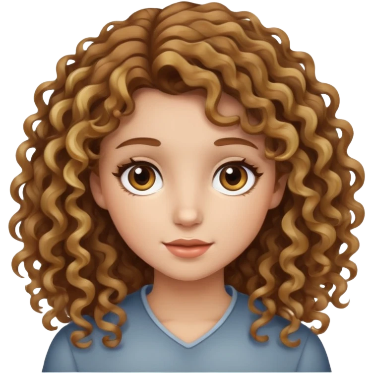 Girl with brown curly hair with blonde highlights  emoji