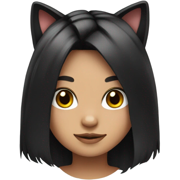cute girl with black hair and cat ears and a cat tail emoji
