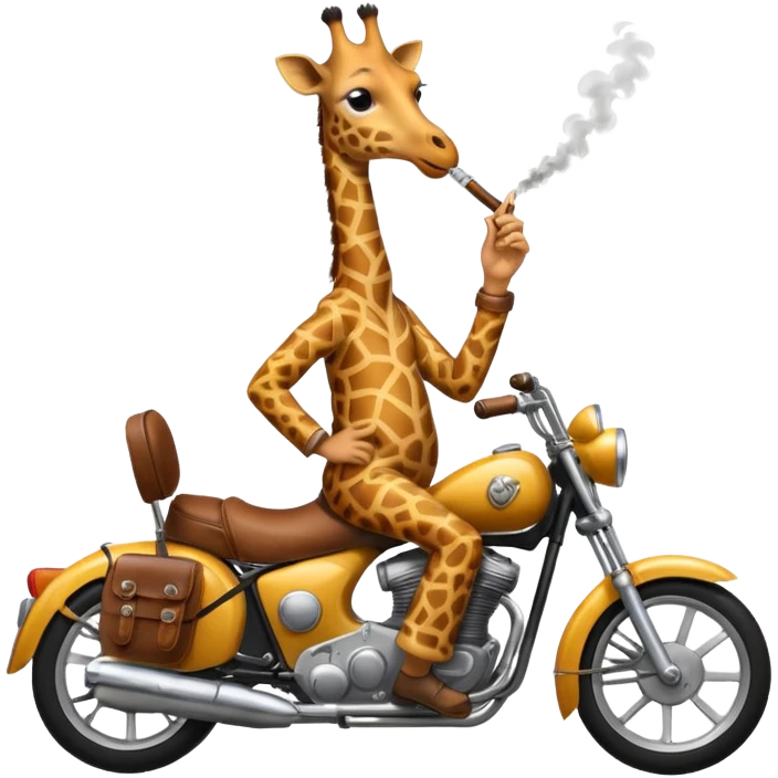 giraffe smoking a pipe riding a motorbike emoji