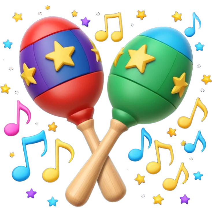 Mini maracas decorated with stars and musical notes.



 emoji