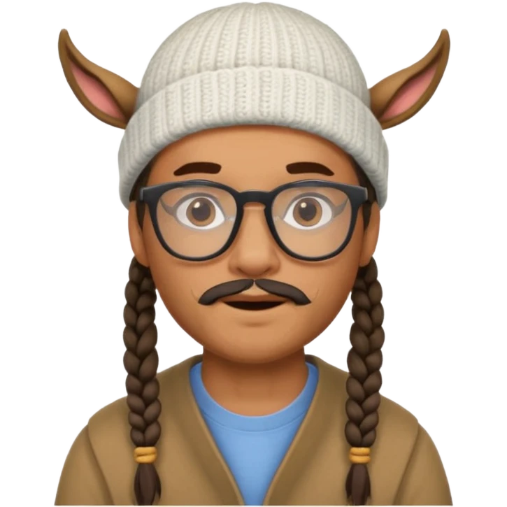 man with braids glasses beanie and goat beard emoji