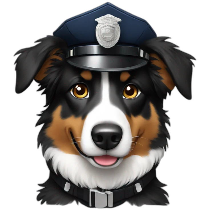 Black tri australian Shepherd in Police Uniform emoji