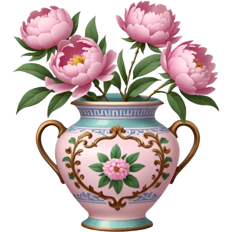 Pink peonies in a vintage vase emoji