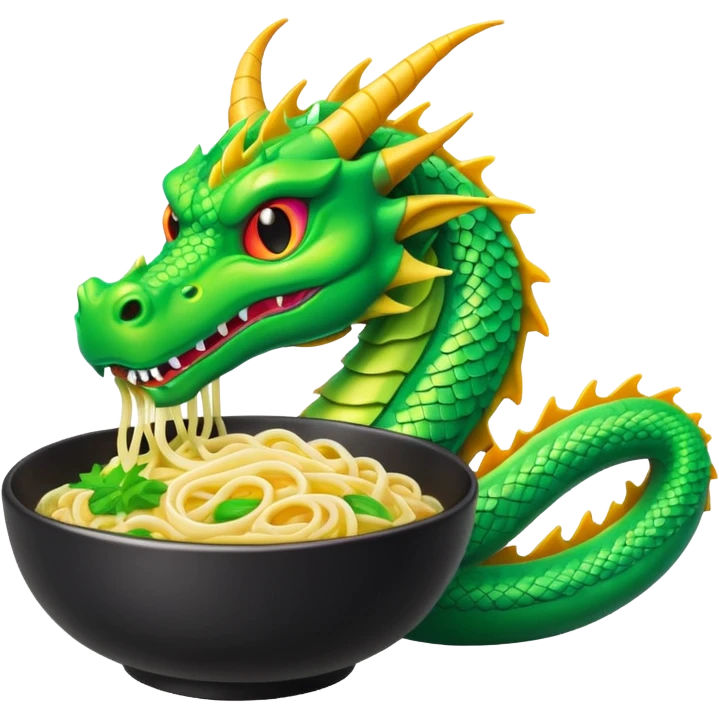 Cyberpunk style noodles restaurant and dragon emoji
