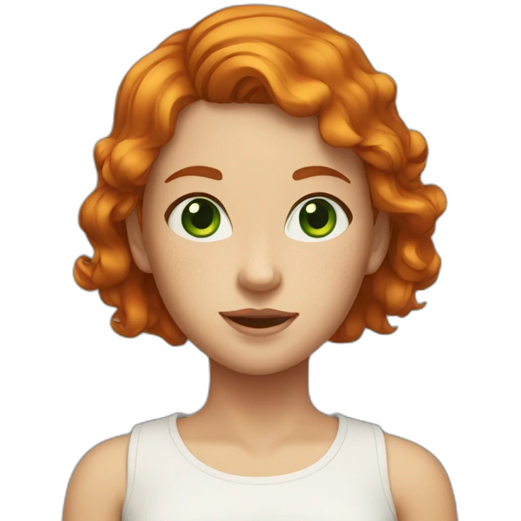 girl with ginger short hair green eyes freckles  emoji