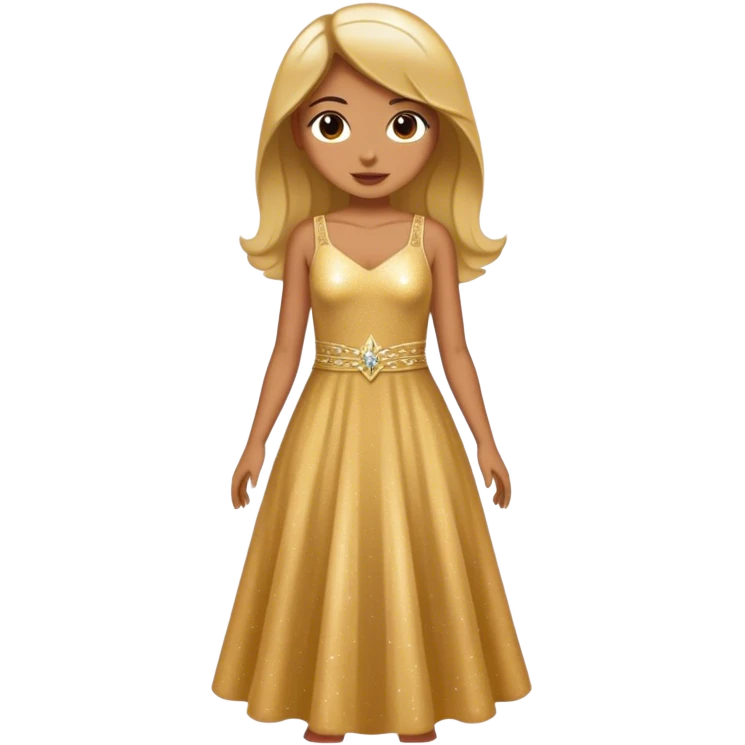 Realistic gold  dress with shimmer. No person, just a dress emoji