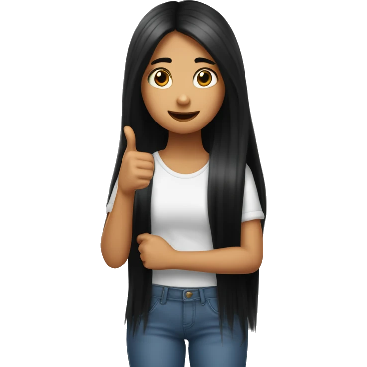 Girl with long black hair twiddling her thumbs ￼ emoji