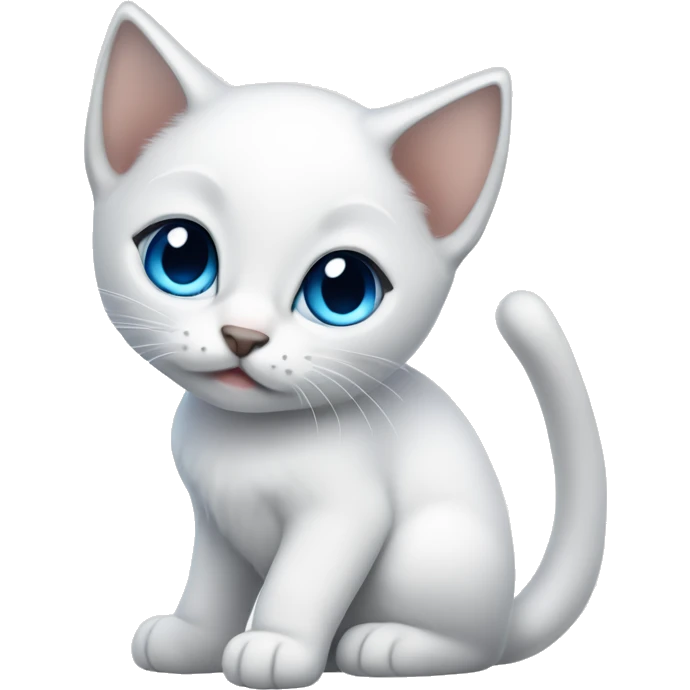 white kitten with blue/grey eyes and sharp ears emoji