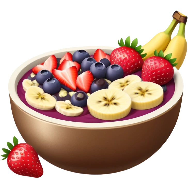 acai bowl with strawberries and banana emoji