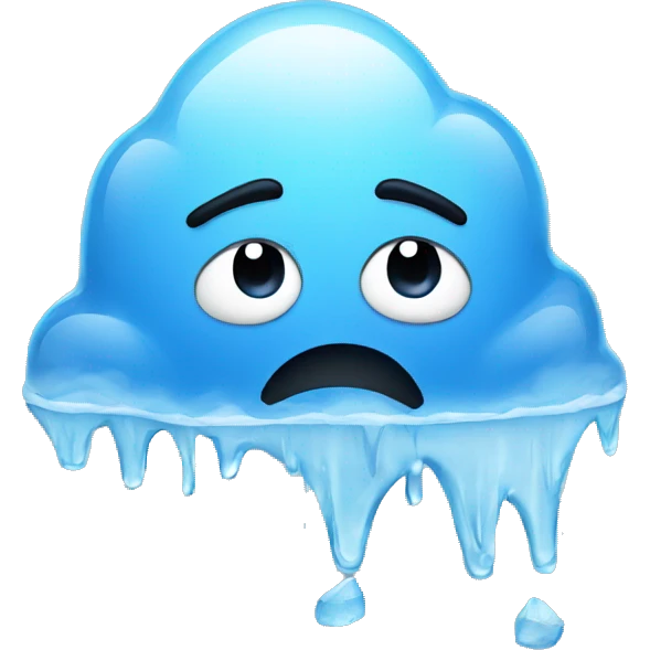 melting ice with sad  emoji