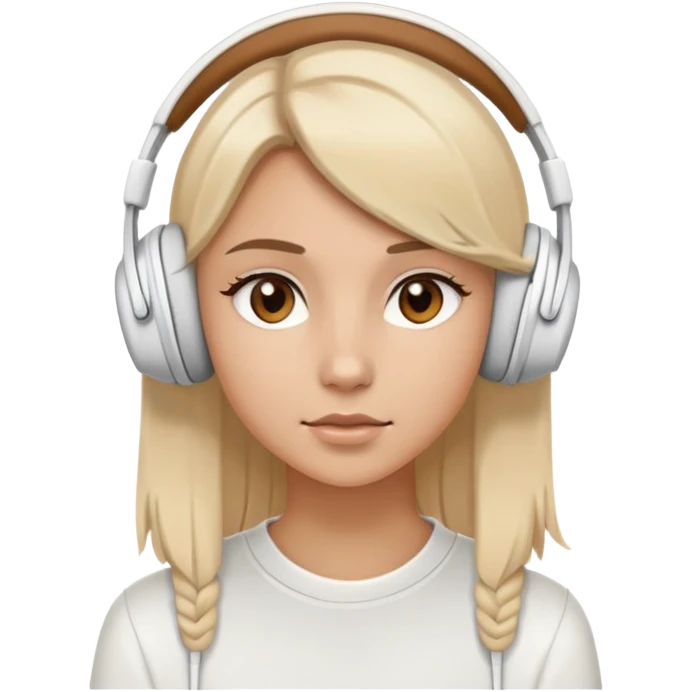 Tan blonde model with brown eyes wearing white headphones  emoji