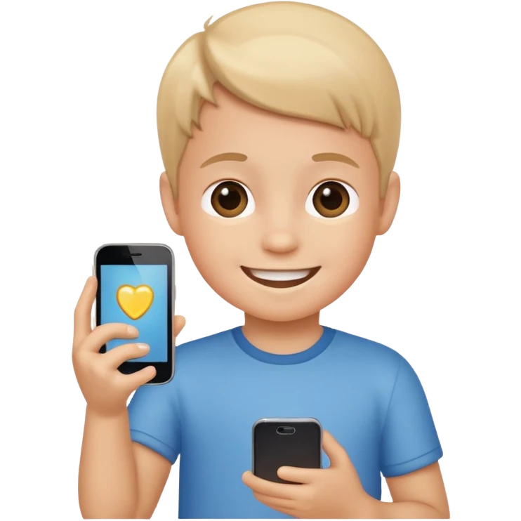 little kid holding a phone emoji
