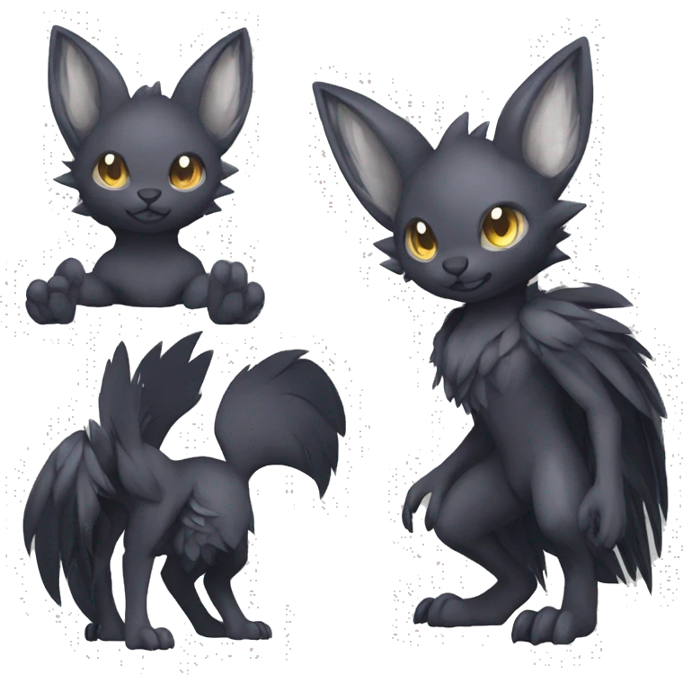 Cute cool shiny fantasy dark-shadow-themed animal hybrid Fakemon full body emoji