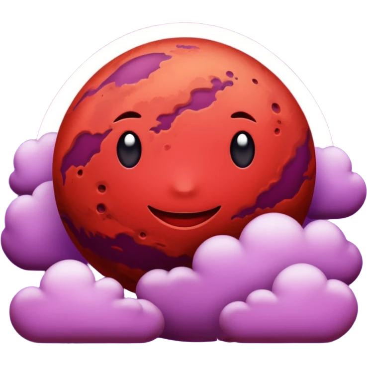Crimson red planet with clouds and a purple star behind it emoji