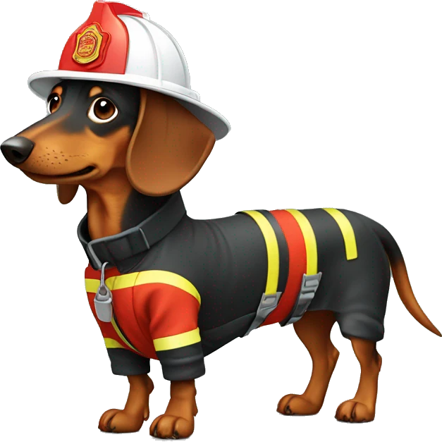 dachshund in fireman suit emoji