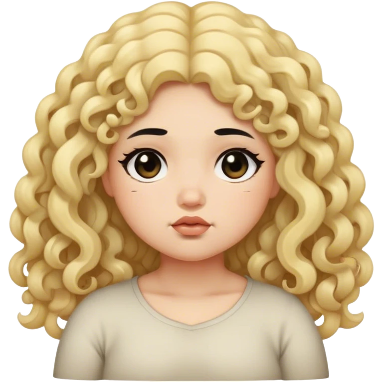 black hair blond girl with long curly hair make her little chubby sleepy symbols on her head emoji