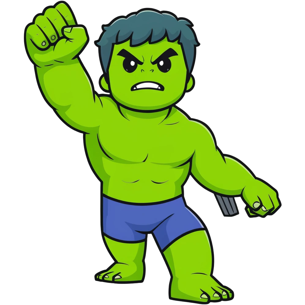 happy hulk superhero waving for kids emoji