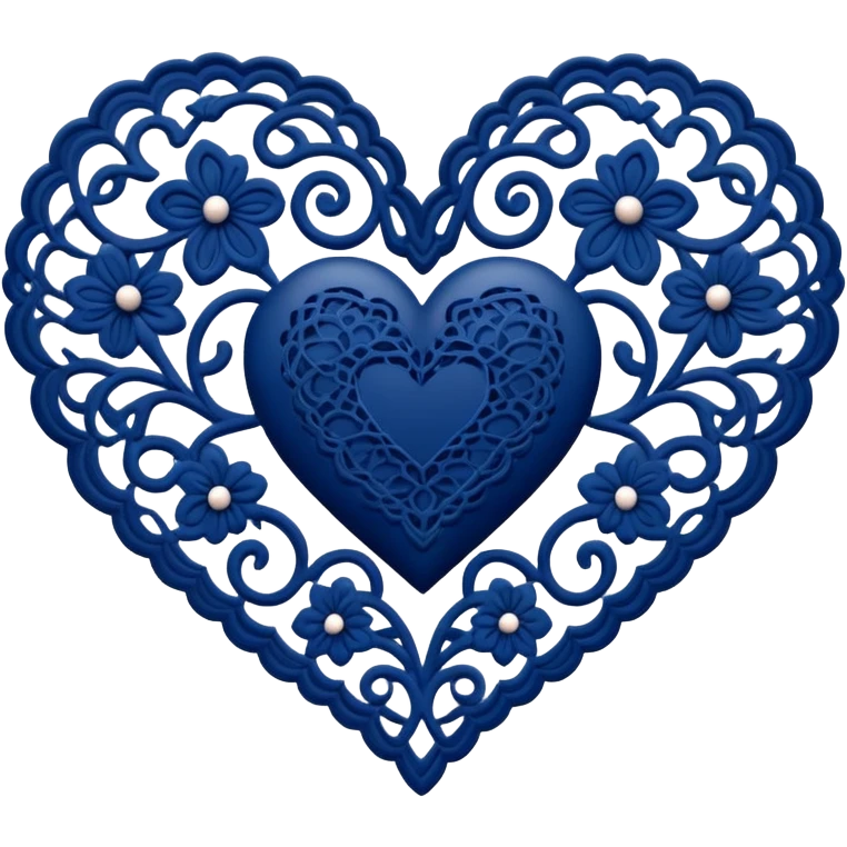 Navy blue heart lace  emoji