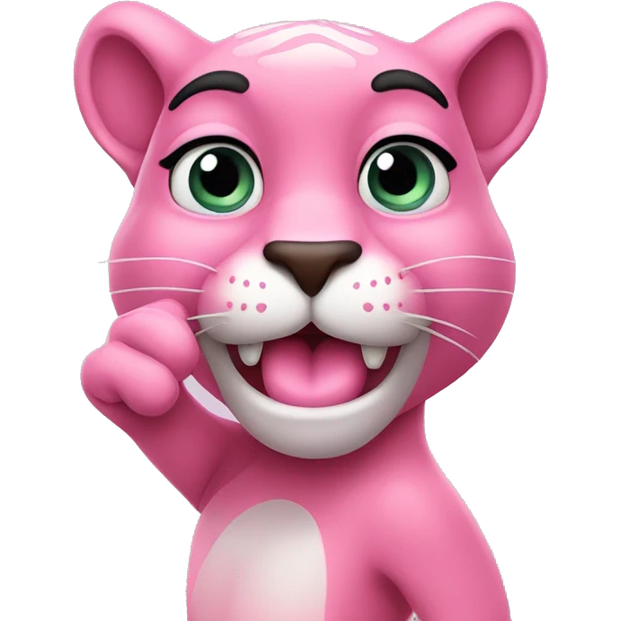 pink panther blowing a kiss emoji