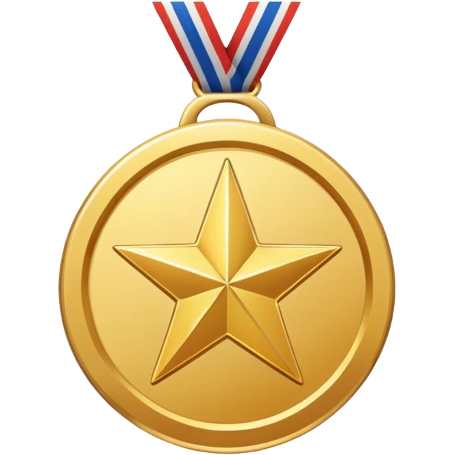 a gold medal with a star engraved on it emoji
