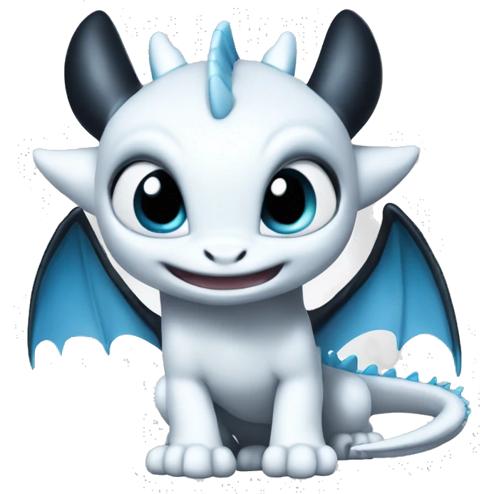 Toothless dragon light fury white with blue eyes  emoji