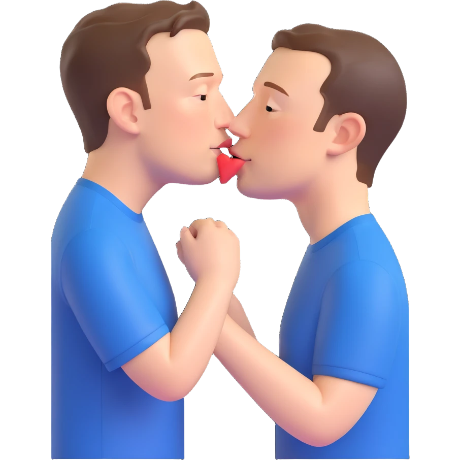 Elon Musk and Mark Zuckerberg kissing emoji